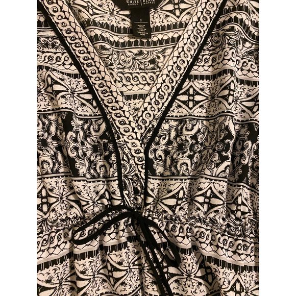WHBM White House black market Mini Dress Coverup SZ 2 Floral Geo V Neck - Picture 4 of 6